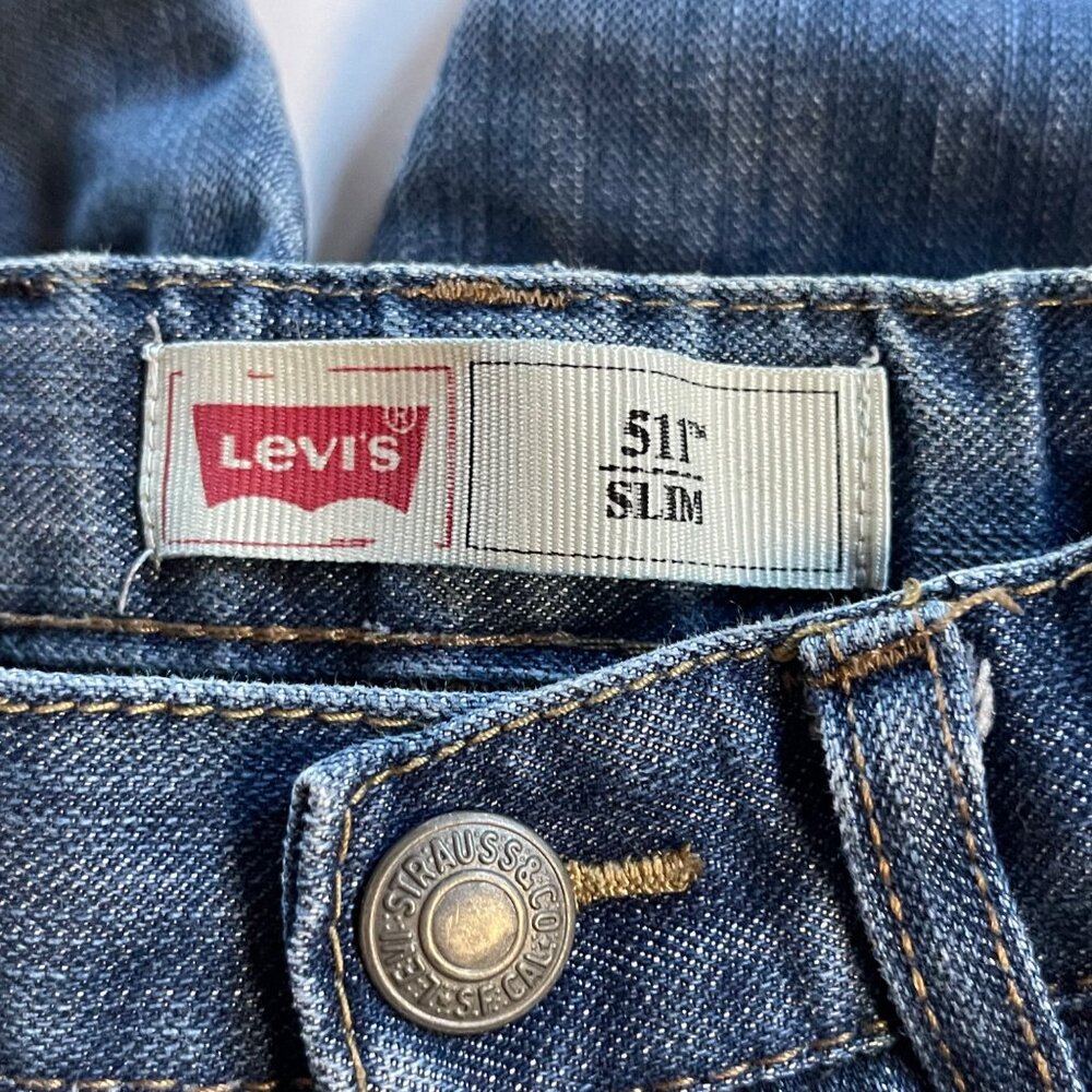 Levis Boys 4 Regular 511 Slim Fit Adjustable Waist Blue Denim Jeans - Picture 11 of 11